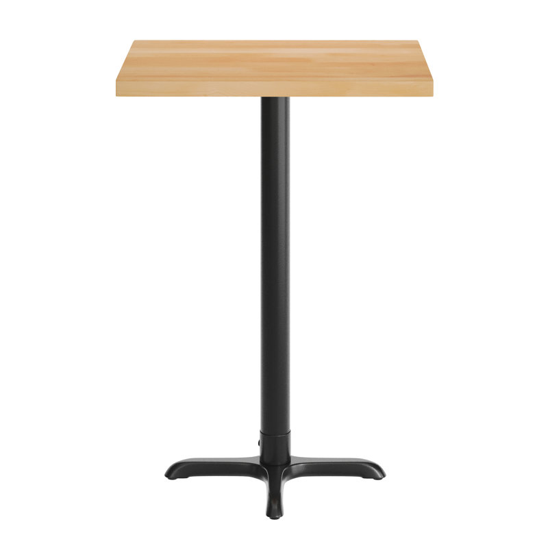 Plateau de table rectangulaire en bois massif avec base en X, H 43,5 po x L 30 po x l 24 po, Bois naturel, Noir