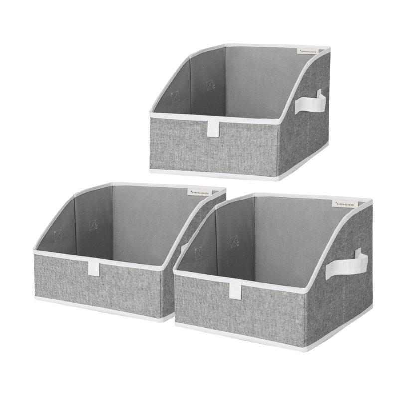 Trapezoid Closet Storage Bins, Foldable Fabric Organizer Baskets with Handles, Gray