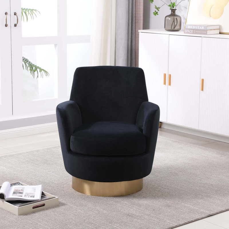 Fauteuil demi-tonneau en velours, Noir