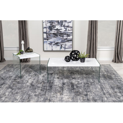 Ensemble de table basse et de table de bout 2 piècesllivier blanc brillant