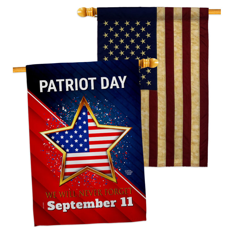 Drapeau de maison 28 po x 40 po Never Forget