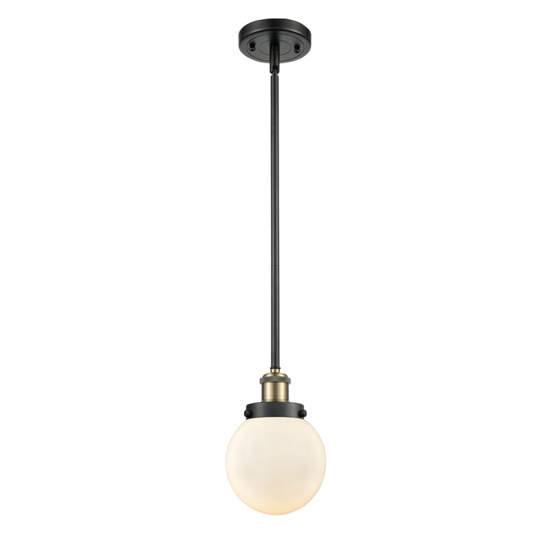Luminaire suspendu à 1 lumière Lorri, Blanc mat, DEL, Laiton antique noir
