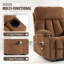 Electric Power Massage Heated Recliner Swivel Rocking Reclining Chair with USB Type C and Cup Holders (Brown)-359495563