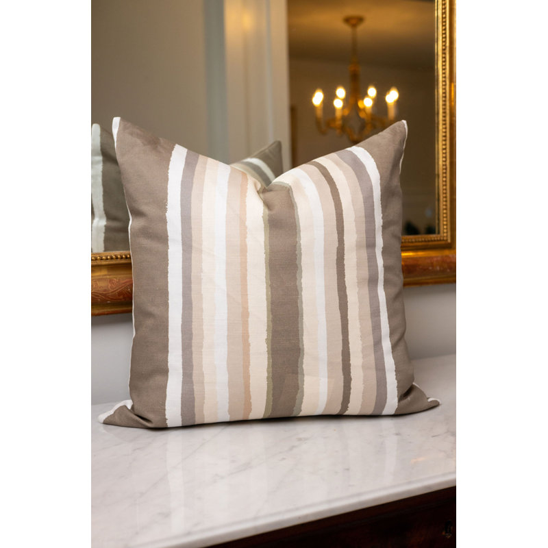 Brother Stripe Square Pillow Cover & Insert, 22"H x 22"W, Browns Striped