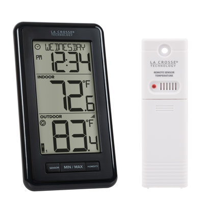 La Crosse Technology 308-43647-INT Wireless Digital Black Thermometer with Indoor Humidity
