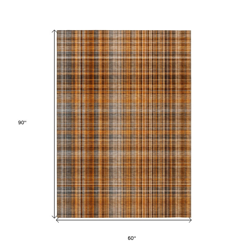 Tapis extérieur antidérapant lavable à carreaux en terre cuite 5 pi x 8 pi