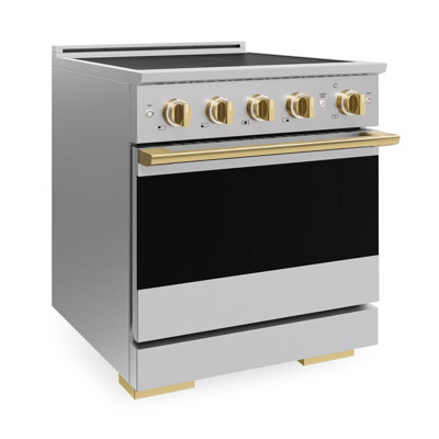 ZLINE 30 in. Black Stainless Marino Induction Range with 4 Element Cooktop and Electric Oven