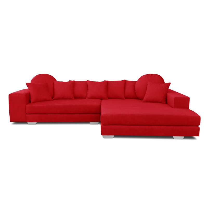 Karla 3 Seater Sofa & Chaise, Right, Red