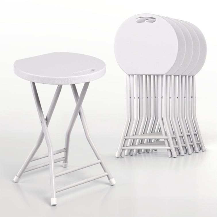 Kyten Round Plastic Collapsible Stools with Handle, 18" Folding Portable Chair 230 lbs Capacity