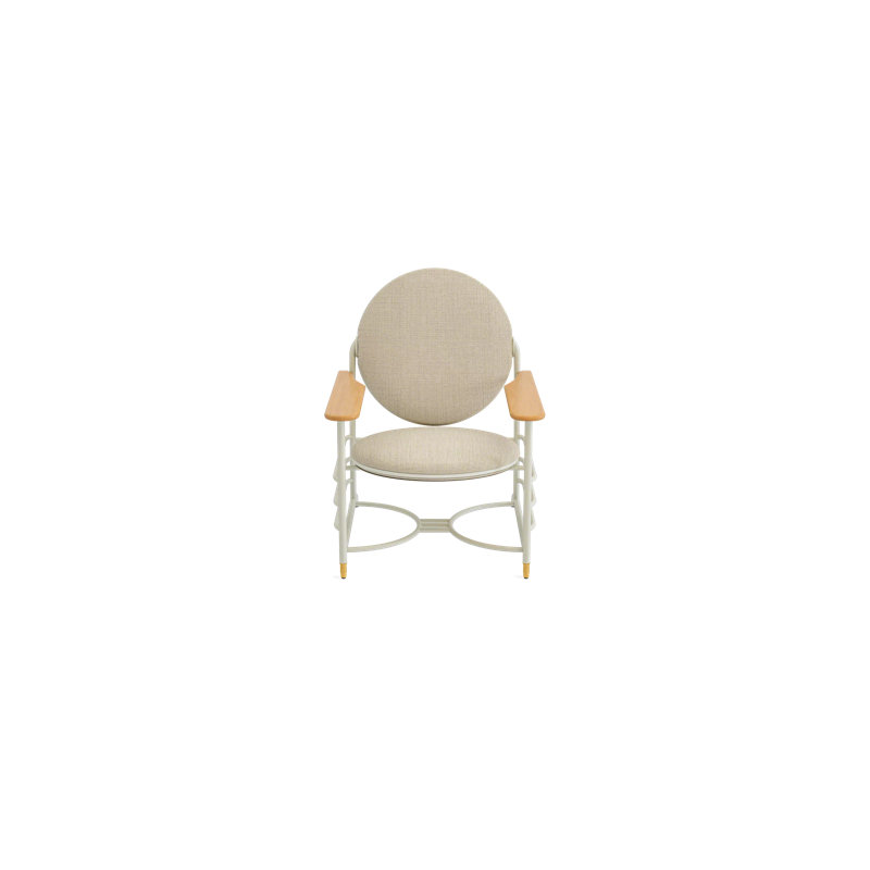 Frank Lloyd Wright Racine Lounge Chair, Linen Beige 100% Polyester, Warm White