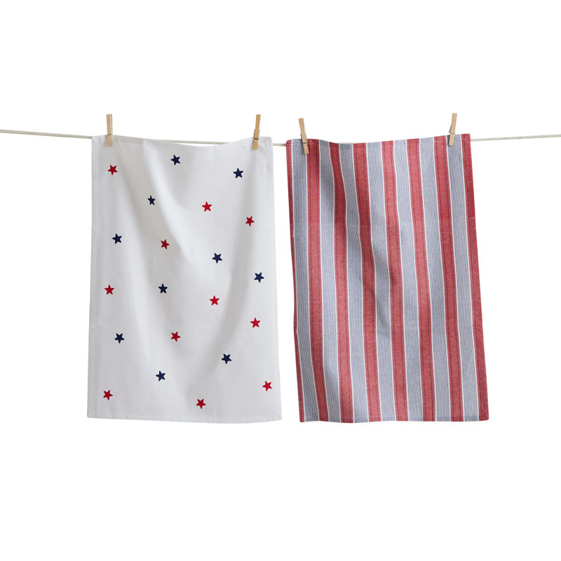 Stars & Stripes Dishtowel Set of 2  Kitchen Towels for Everyday Use, Machine Washable.