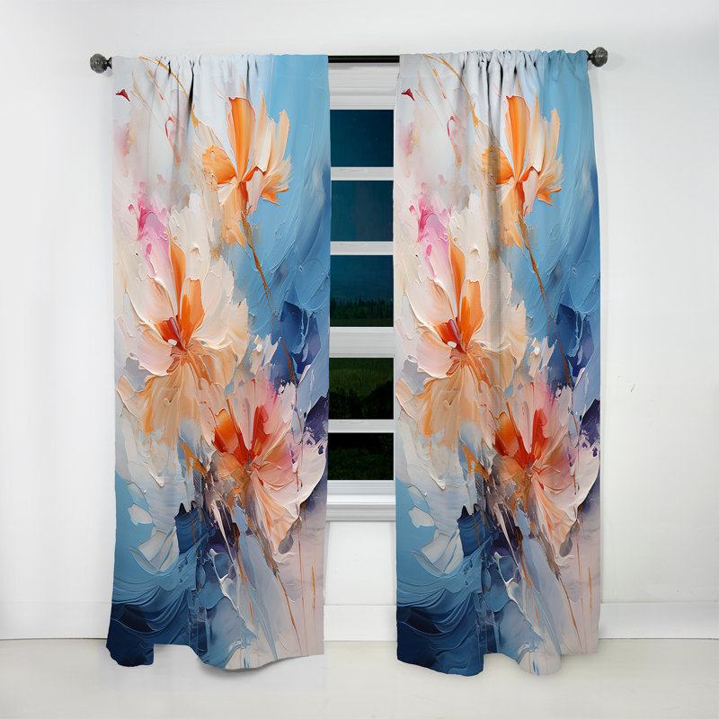 Brise chuchotante Dunleavy beige et bleu - Rideau moderne - Velours obscurcissant - 1 panneau, L 52 po x L 120 po