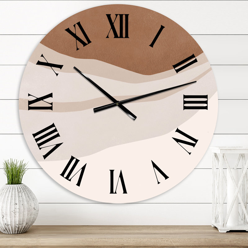 Horloge murale moderne en terre cuite et ivoire avec effet usé, Moyen