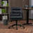 Office Chair,Mid Back Home Office Desk Task Chair With Wheels And Arms Ergonomic PU Leather Computer Rolling Swivel Chair With Padded Armrest,The Back Of The Chair Can Recline 40° (Black)