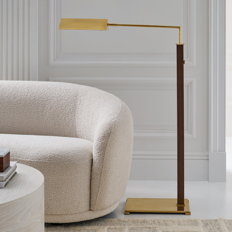 Copse Task Floor Lamp, Antique Brass/Dark Walnut, Gold