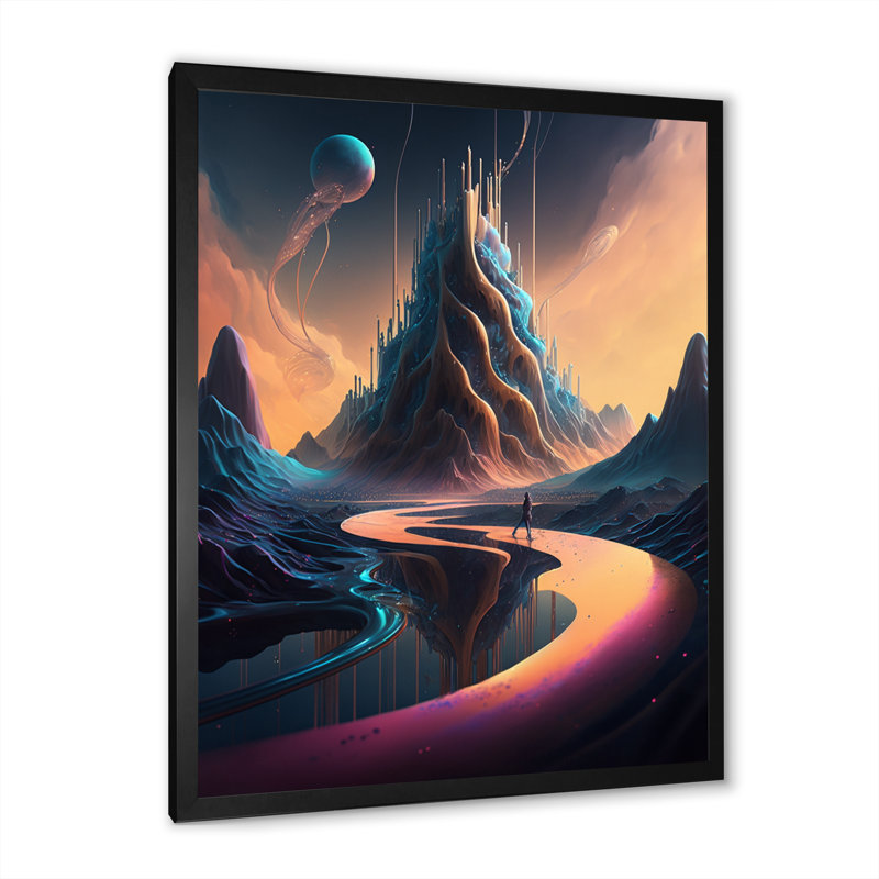 " Moon Eclipse Desert Landscape I ", Black Framed, 44" H x 34" W x 1.5" D