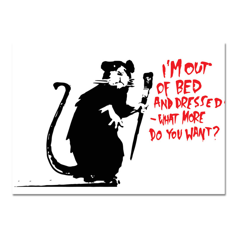 I'm out of Bed and Dressed by Banksy - Unframed Graphic Art on Glass, 65cm H x 95cm W