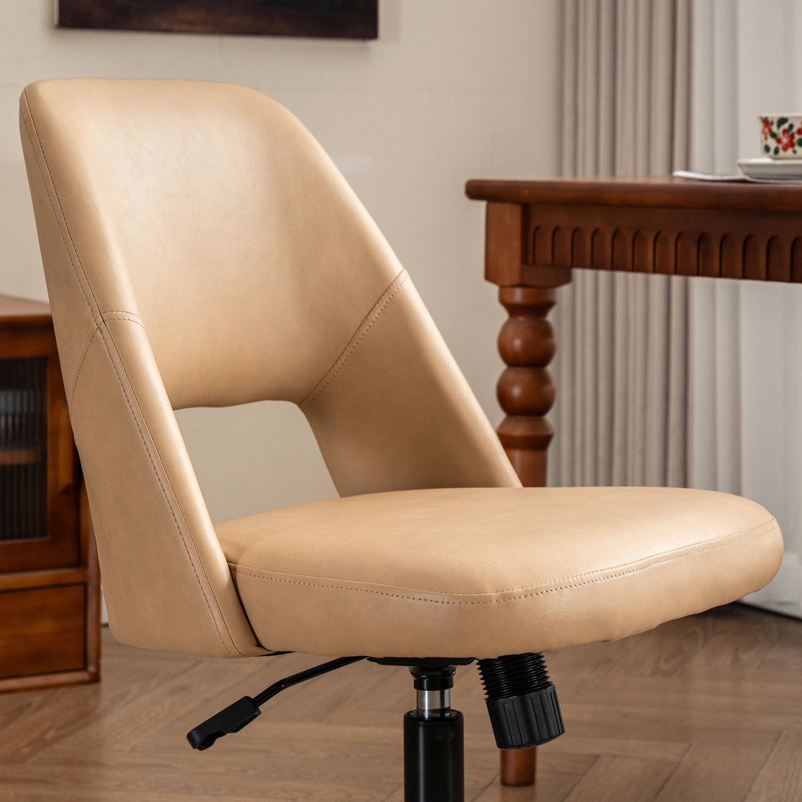Gramercy Office Chair with Lumbar Support, Taupe Faux Leather