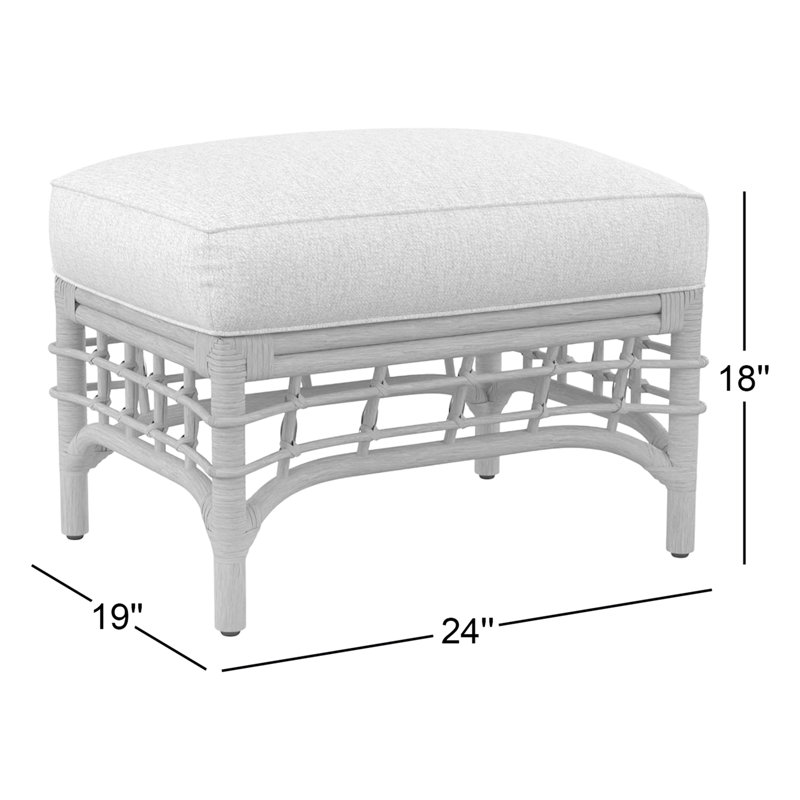 Bridgehampton Ottoman, Snow Crypton Performance; 0884-91, Sea Glass
