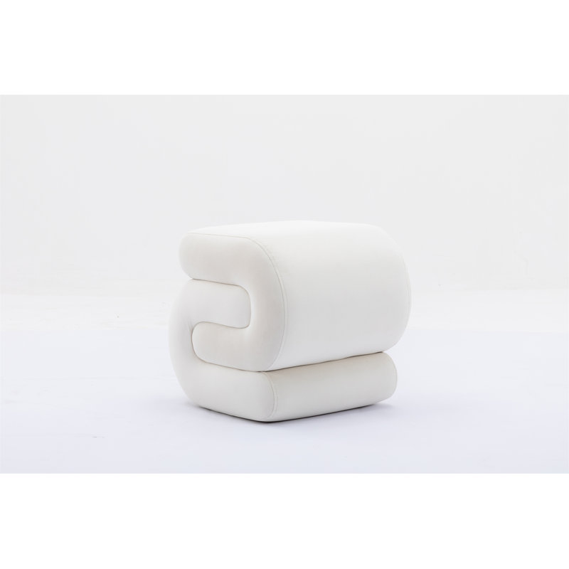 Ottoman Makeup Stool Footstool (Only Including Ottoman), White Velvet