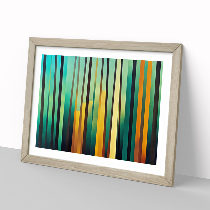 A Vivid Abstract Forest - Single Picture Frame Print, 34cm H x 46cm W x 2cm D, Oak Framed
