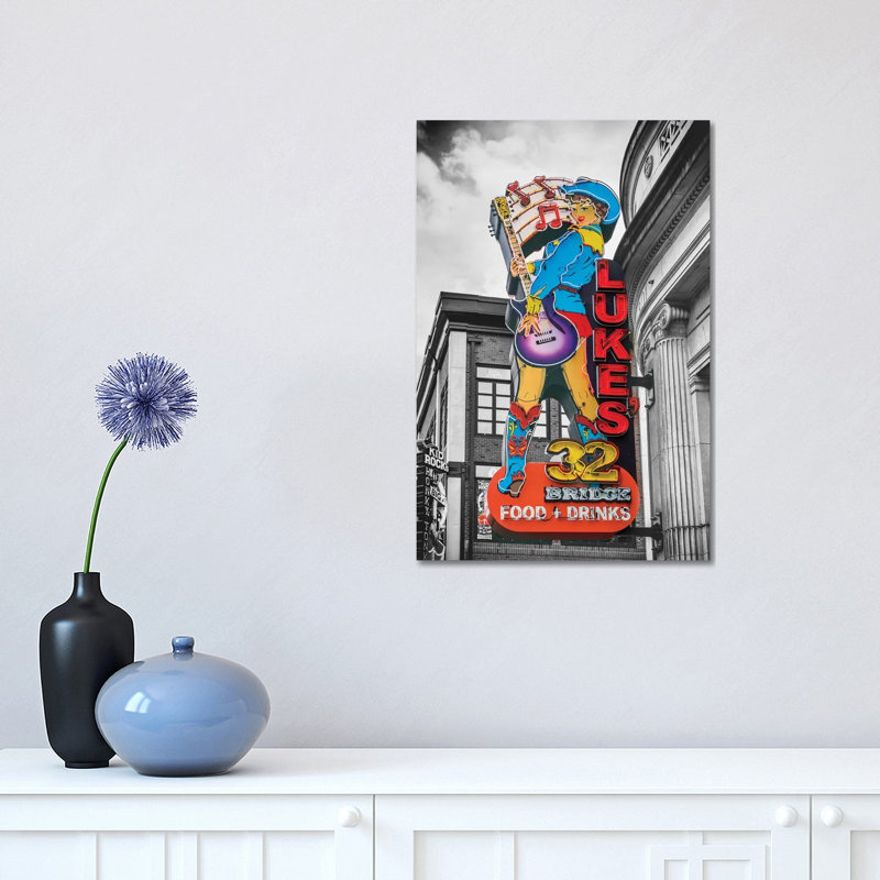 Enseigne néon Nashville Lukes - impression sur toile tendue, H 18 po x l 12 po x 1,5 po