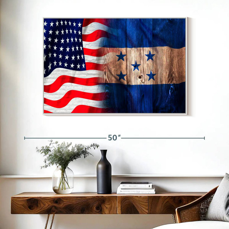 Drapeau des États-Unis et du Honduras, Cadre flottant blanc, 40 po x 27 po