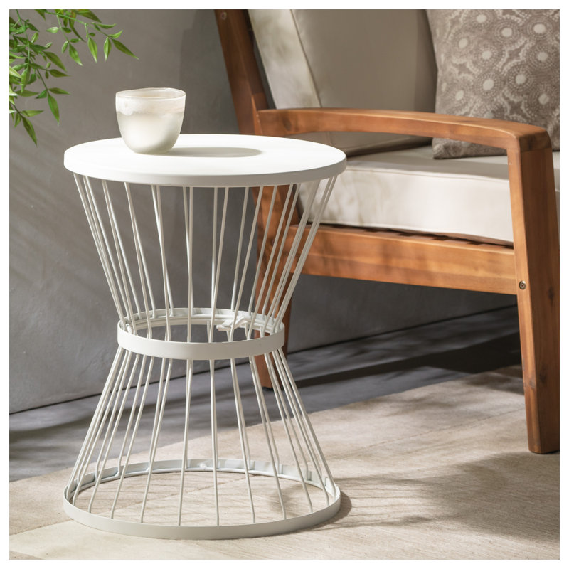 Table d'appoint d'extérieur moderne - Table d'appoint en fer blanc mat, Blanc