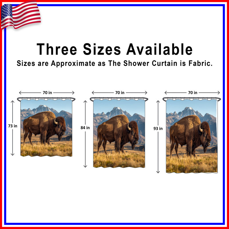Rideaux de douche Majestic Bison Mountain, 70in W x 72in H