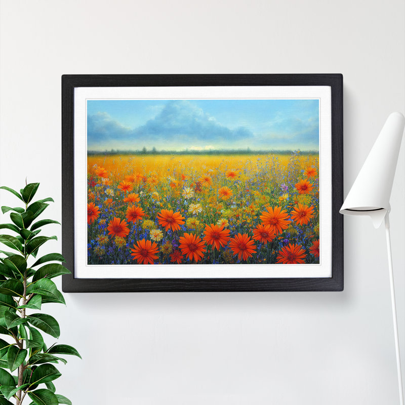 Delicious Wildflowers Floral - Single Picture Frame Painting, Black, 25cm H x 34cm W x 2cm D