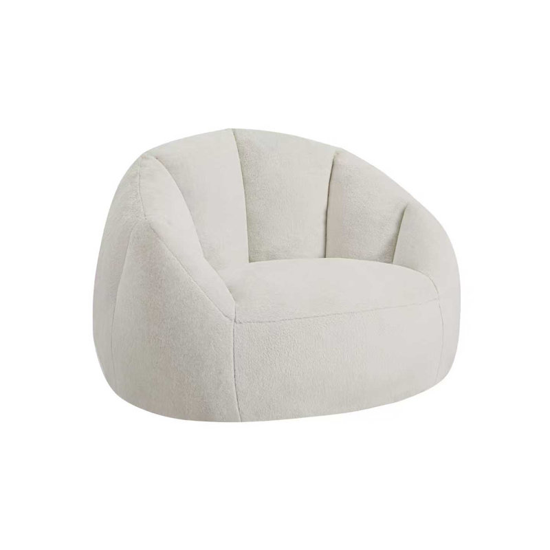 Fauteuil à billes surdimensionné en peluche, Microfibre / microsuède beige
