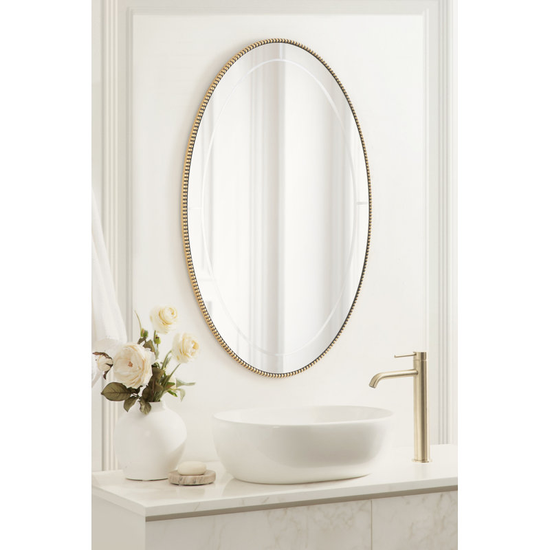 Beaded Oval Bathroom Mirror