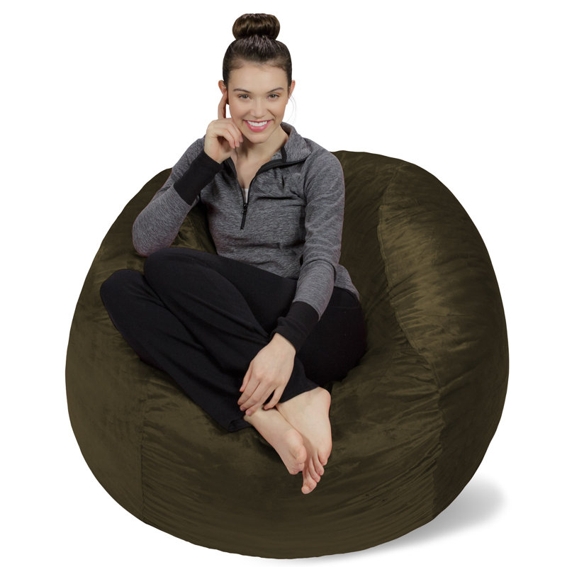  Bean Bag Chair - 4 Ft Shredded Foam Filled Round Pouf Chair - Plush, Ultra Soft Memory Foam Filled Bean Bag Chair with Microsuede Cover - Stuffed Foam Filled Furniture and Accessories for Dorm Room in Multiple Colors