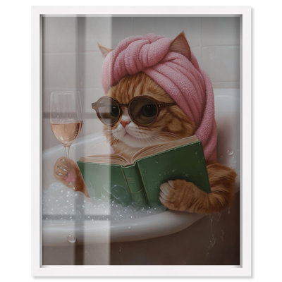 «Bubbles and Cat Shadowbox», impression amusante sur la salle de bain par Art Remedy