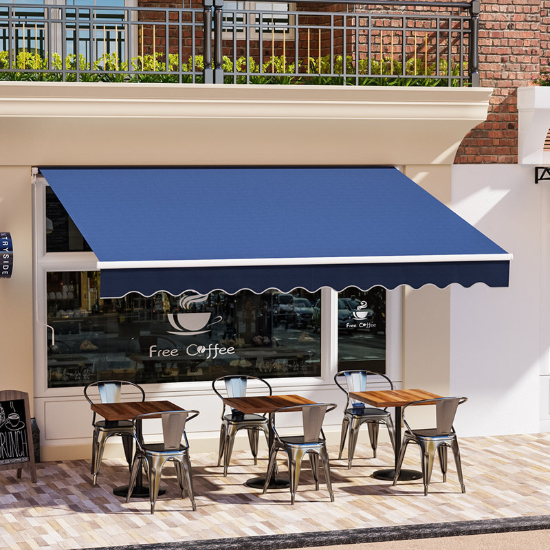 Sol 27 Outdoor 350cm W x 300cm D Fabric Cover Retractable Patio Awning, Blue