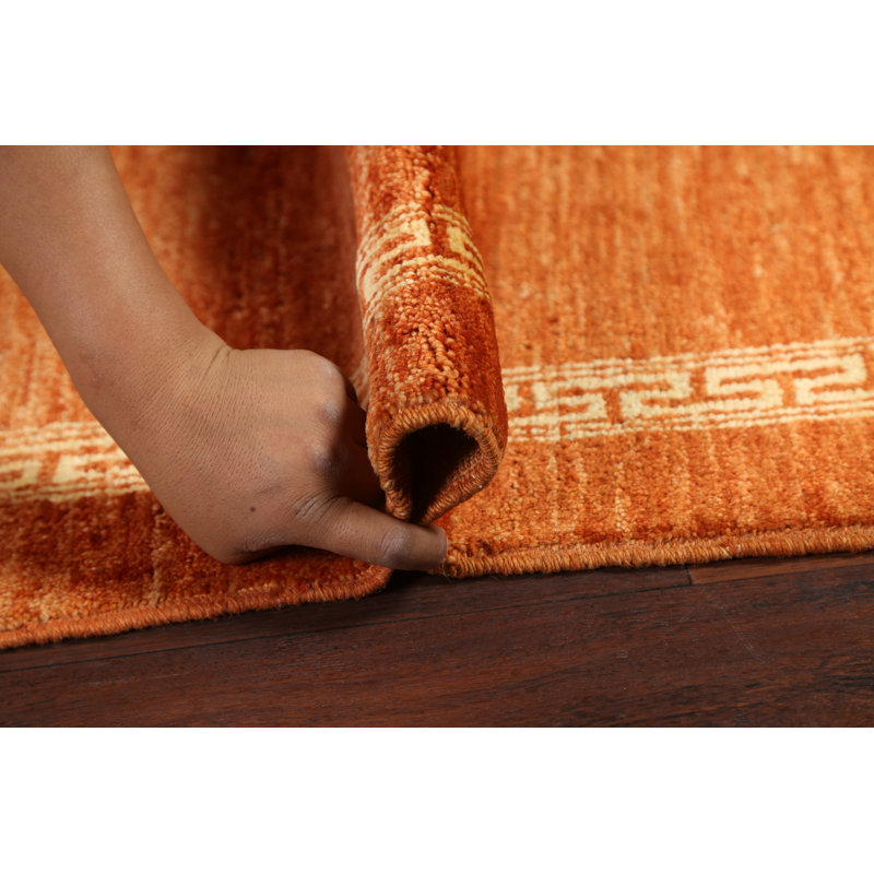 Gabbeh Kashkoli One-of-a-Kind 2'9" x 9'4" New Age Runner Wool Area Rug in Orange