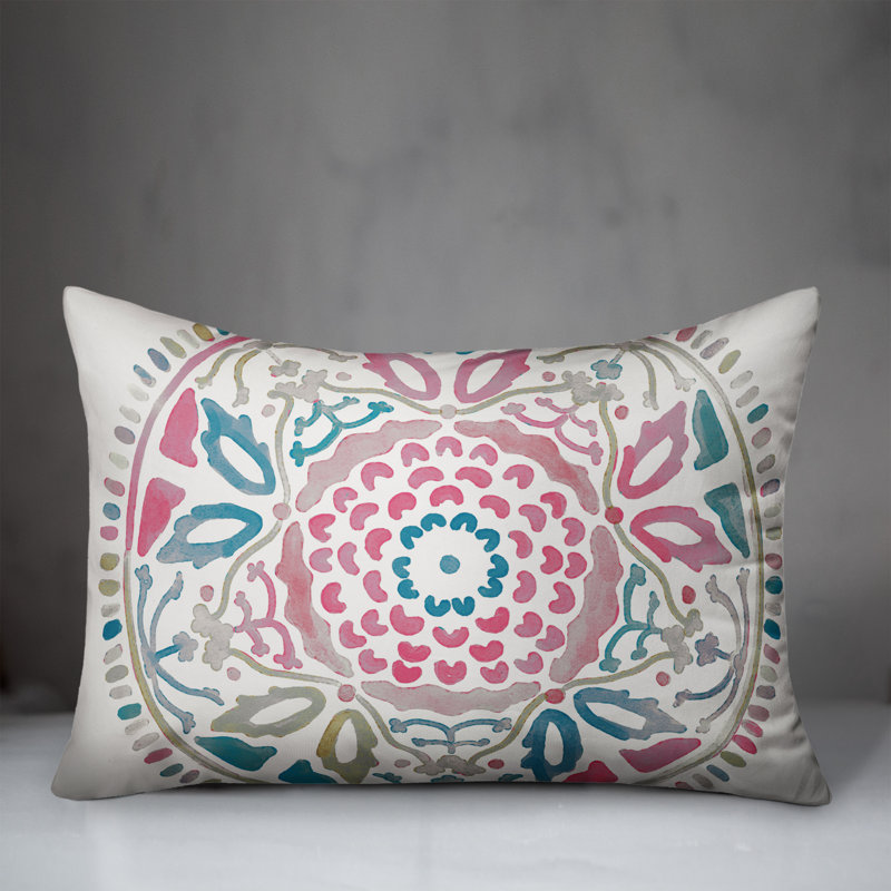 Outdoor Reversible Throw Pillow, Pink, Floral 3