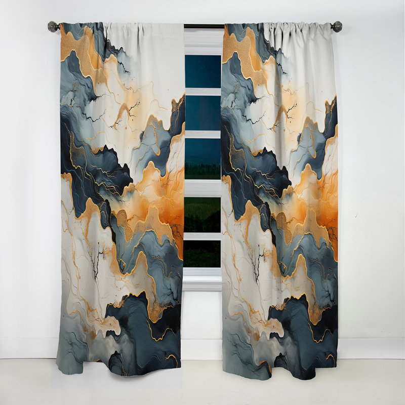 Warrick - Abstract Marble Marble Blackout Curtain - 1 Panels, 52" W x 90" L