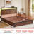 Modern King Bed with 4 Drawers and Open Storage Headboard, Adjustable LED Light and Charging Station, No Box Spring Needed-1910308963-1910308965