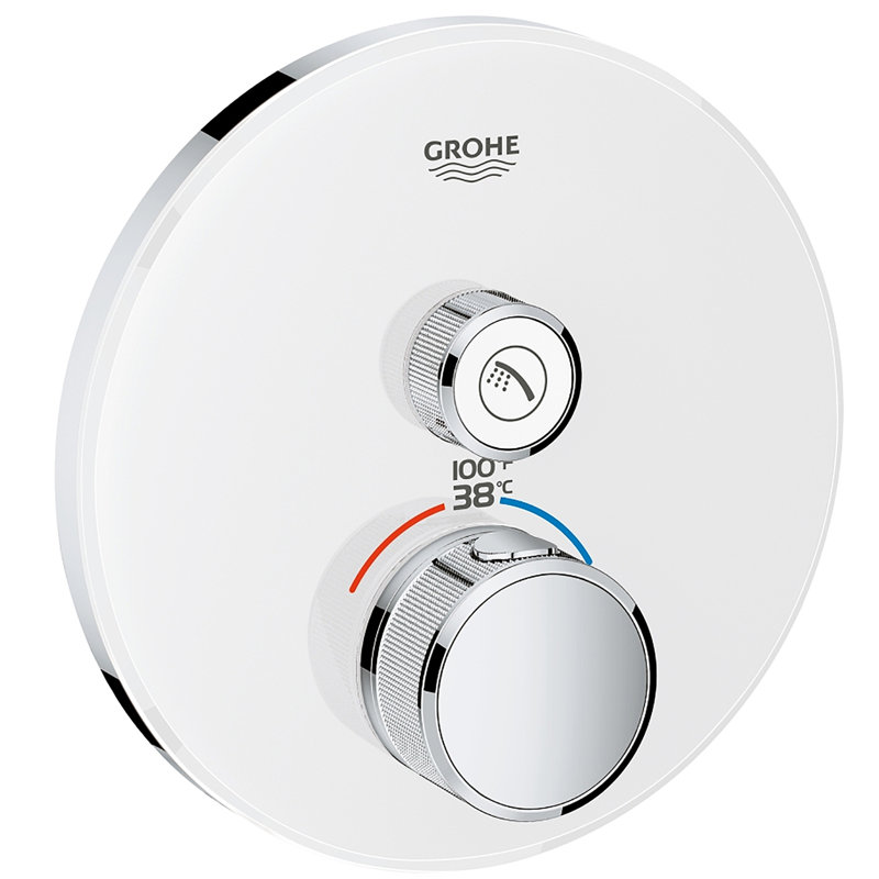 Ensemble de garniture de robinet de douche thermostatique GROHE Grohtherm SmartControl, Blanc lune