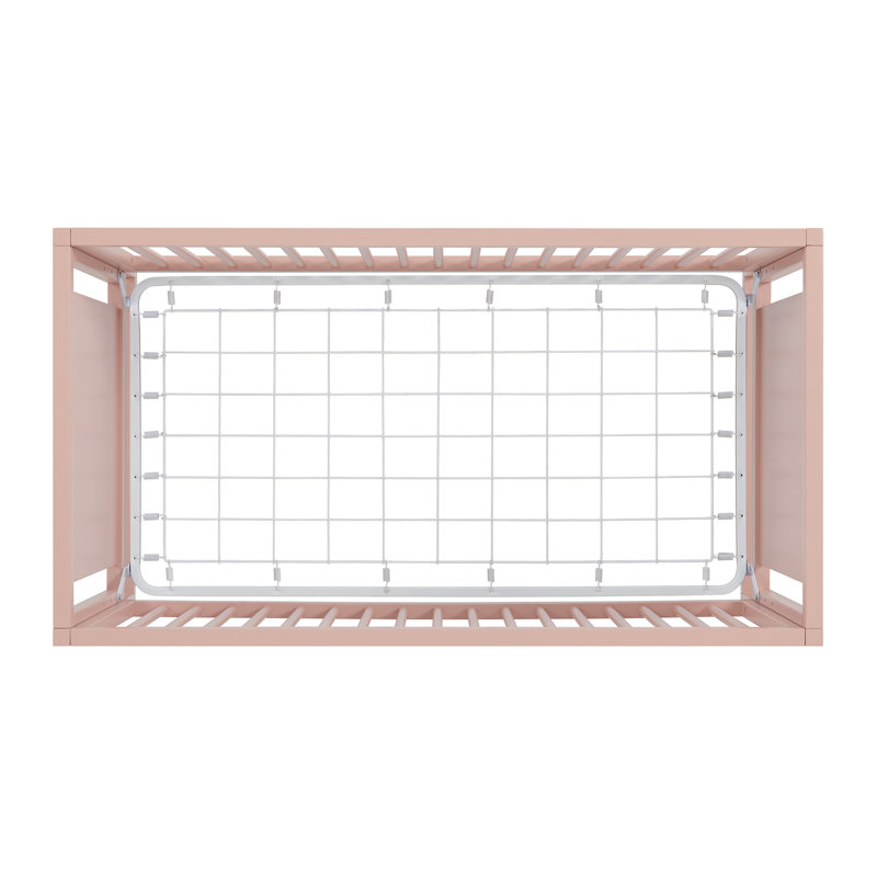 Blush Pink Convertible Baby Crib with Adjustable Heights