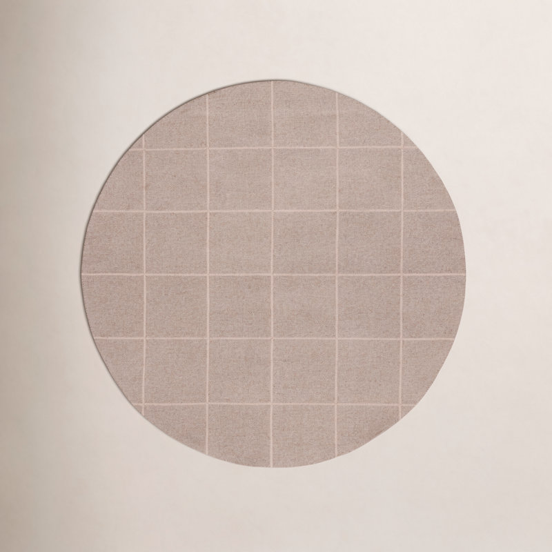  300 Hand Tufted Wool/Cotton with Latex Geometric Rug in Beige, Round 6'