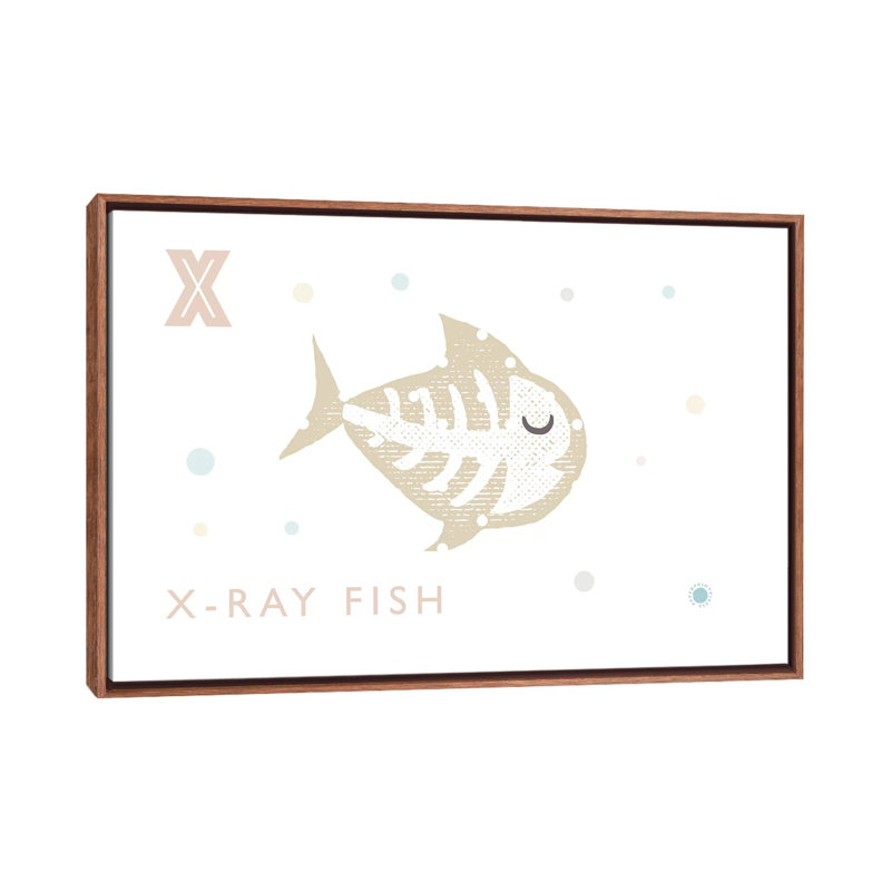 " Xray Fish ", No Mat, 18" H x 26" W x 1.5" D, Brown Framed Canvas