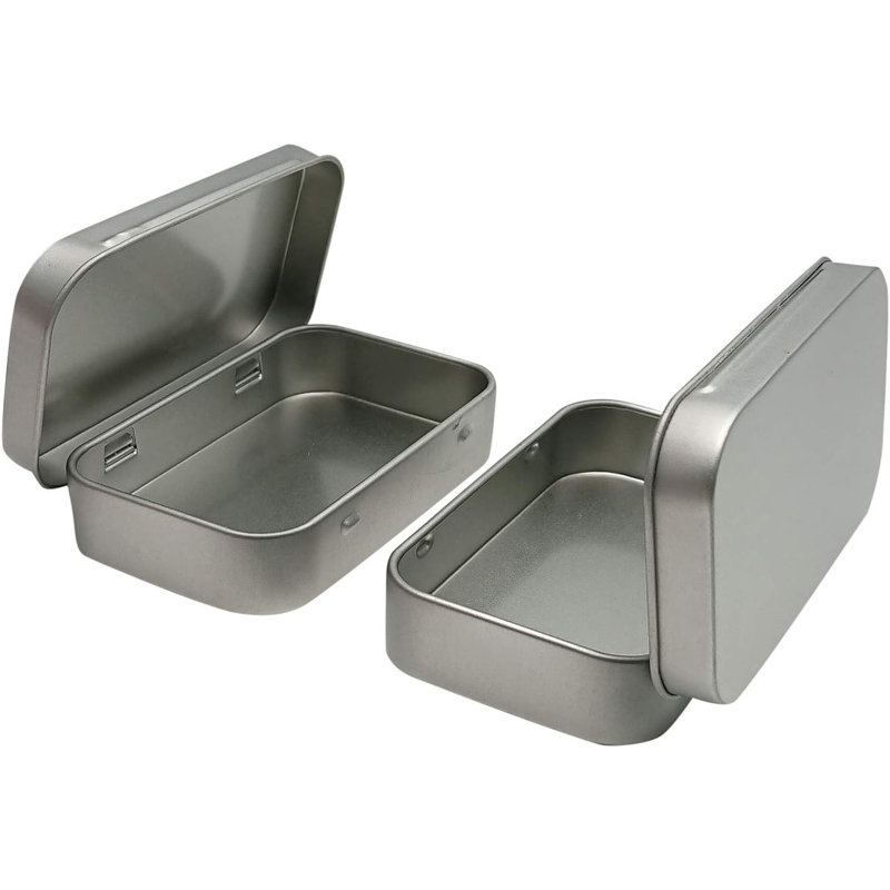 6 Pcs Metal Hinged Tin Box Container Mini Portable Small Storage Container Kit