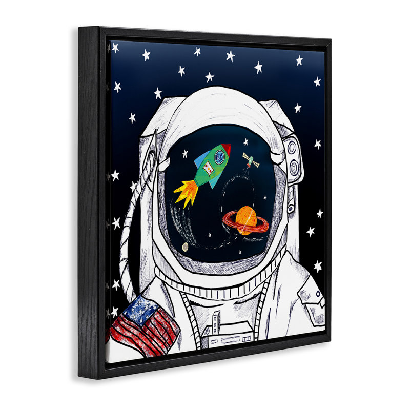 «Astronaut Space Space Galaxy», art mural encadré flottant par Sangita Bachelet, Cadre flottant noir de jais