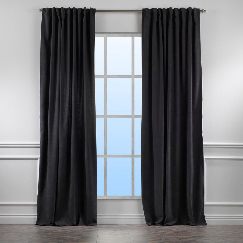 Room Darkening Single Curtain Panel, 130cm Width x 145cm Drop, Black