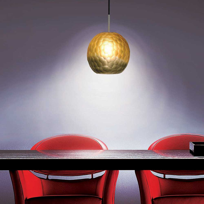 Luminaire suspendu sphérique unique / remarquable à 1 lumière Evisage VI, Nickel brossé, Fumée