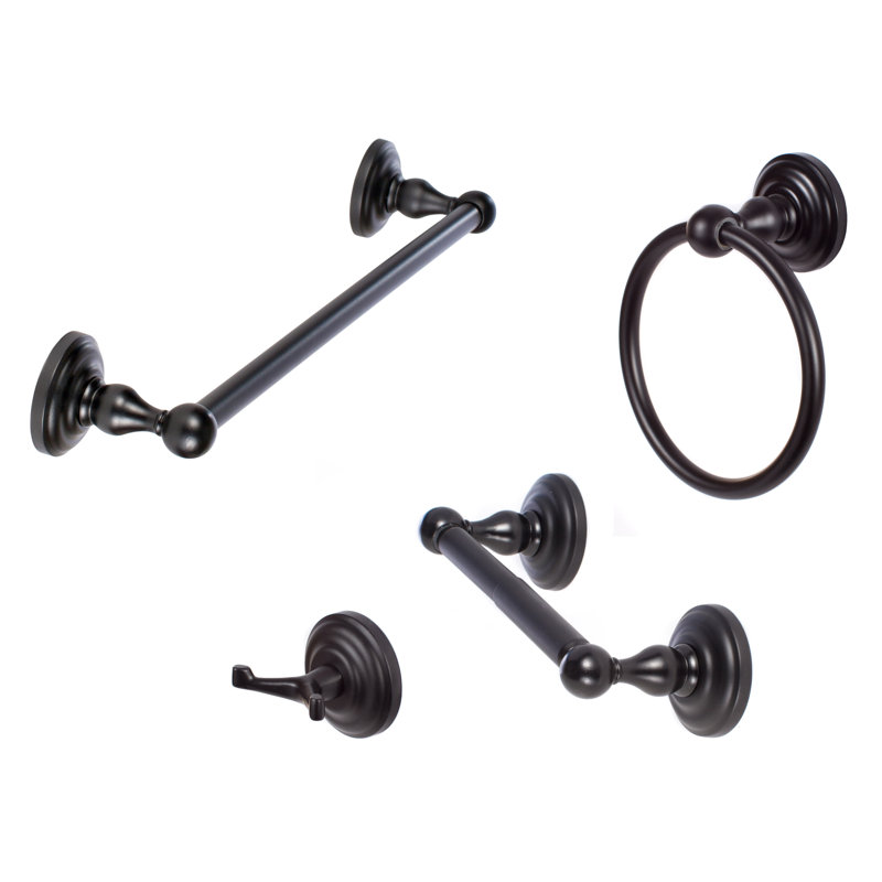 Boulder 4 - Piece Bathroom Hardware Set, Flat Black