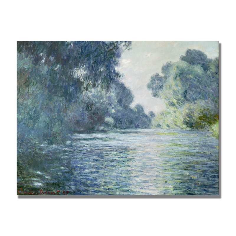  Art mural encadré - Décoration murale avec cadre matte «branche de la seine près de Giverny» par Claude Monet - art du salon, de la cuisine et de la salle de bain - 24 x 32