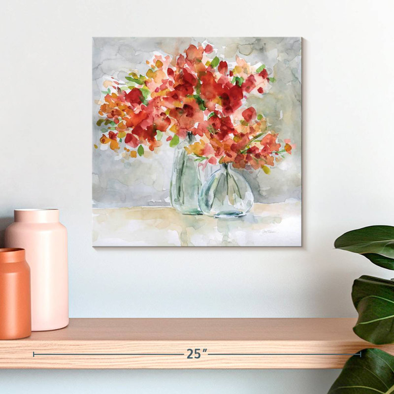 Arrangement rouge, H 16 po x l 16 po